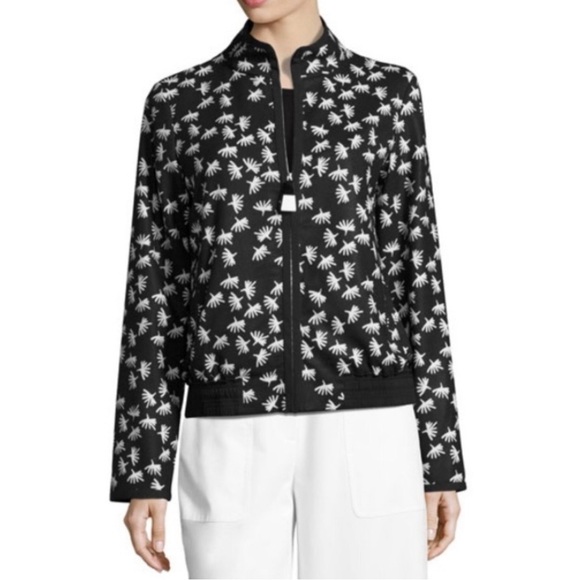 Lafayette 148 New York- Bryant Palmetto-Print Crepe Bomber Jacket. Size Small - Picture 1 of 8